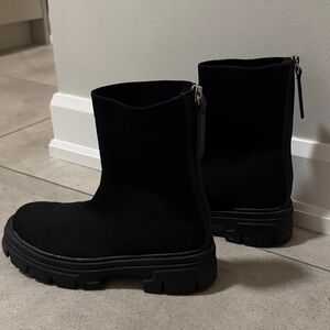 H&M Black Textured Lug Boots